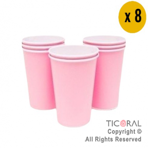 VASO POLIPAPEL 240CC PASTEL ROSA  X 8